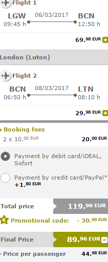 Vueling Valentine´s promotion - up to €30 discount.. (two travellers)