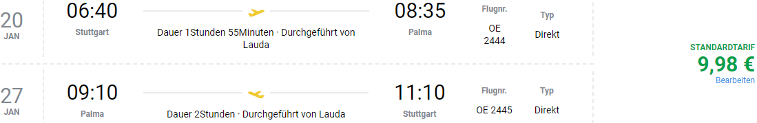 Fly to Palma de Mallorca from €9.98 all across Germany. 12 departure cities under €30!